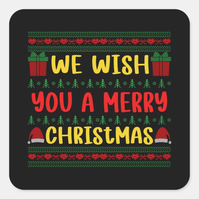 Sticker Carré Nous vous souhaitons un Joyeux Noël (Devant)