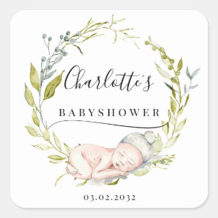 Sticker Carré Nouveau Born-Eucalyptus-Wreath