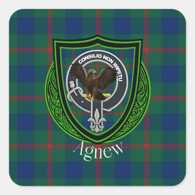 Sticker Carré Nouveau Clan écossais Tartan & Crest (Devant)