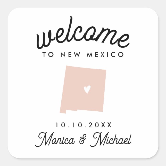 Sticker Carré NOUVEAU MEXIQUE Etat Destination Mariage N'IMPORTE (Devant)