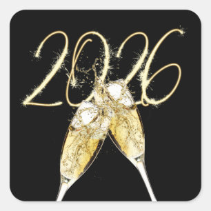 Sticker Carré Nouvel An 2025 Sparklers