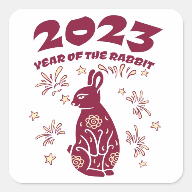 Sticker Carré Nouvel An chinois 2023 - Année du lapin (Devant)