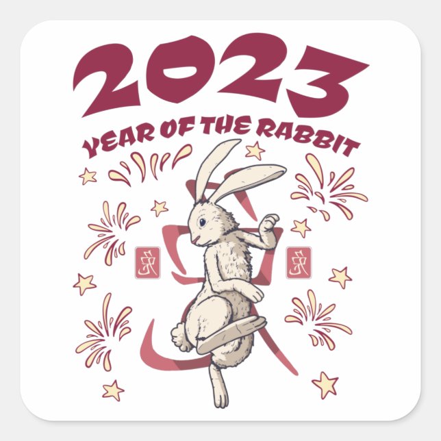 Sticker Carré Nouvel An chinois 2023 - Année du lapin (Devant)
