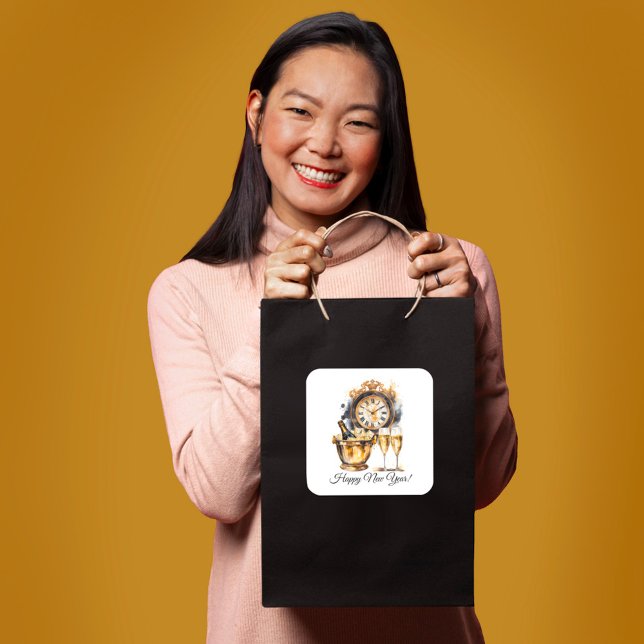 Sticker Carré Nouvel An noir et or (Créateur téléchargé)