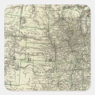 Sticker Carré Nouvelle carte de chemin de fer des Etats-Unis 2