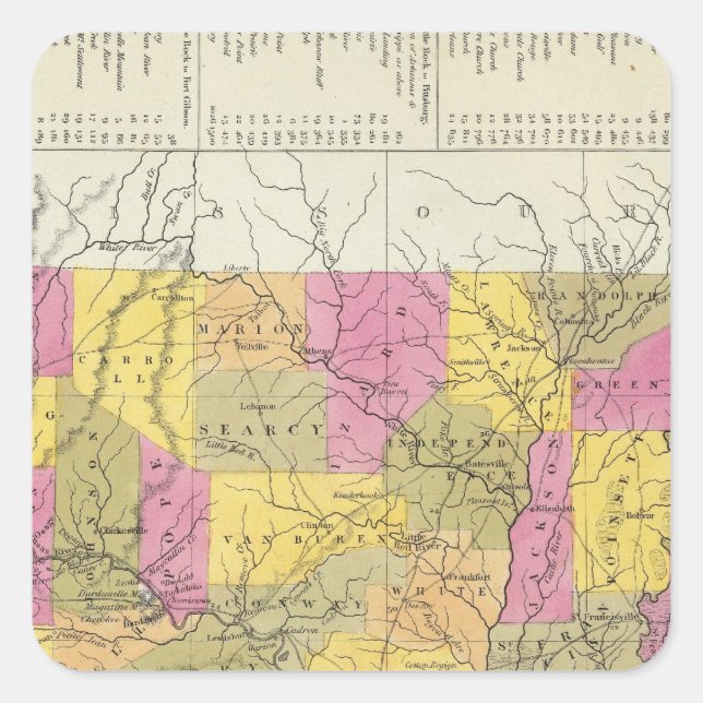 Sticker Carré Nouvelle Carte De L'Arkansas (Devant)