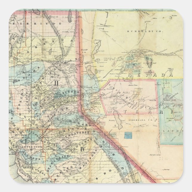 Sticker Carré Nouvelle carte de l'Etat de Californie (Devant)