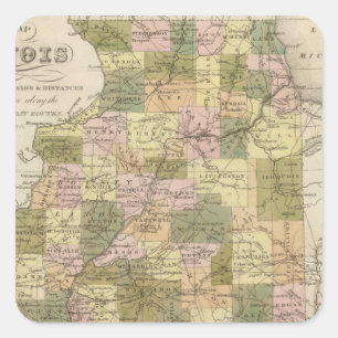 Sticker Carré Nouvelle carte de l'Illinois 2