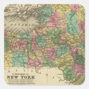 Sticker Carré Nouvelle Carte De New York