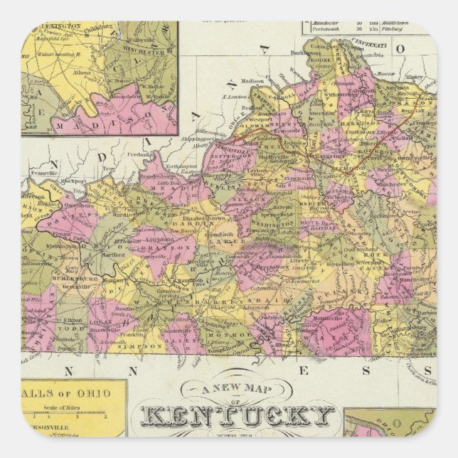Sticker Carré Nouvelle Carte Du Kentucky (Devant)