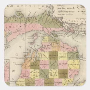 Sticker Carré Nouvelle Carte Du Michigan