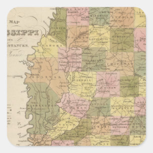Sticker Carré Nouvelle Carte Du Mississippi