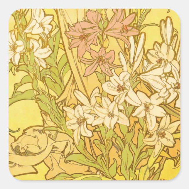 Sticker Carré Nouvelle Lily flowers (Devant)