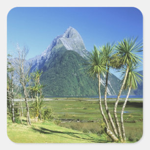 Sticker Carré Nouvelle-Zélande, île du Sud, Mitre Peak,
