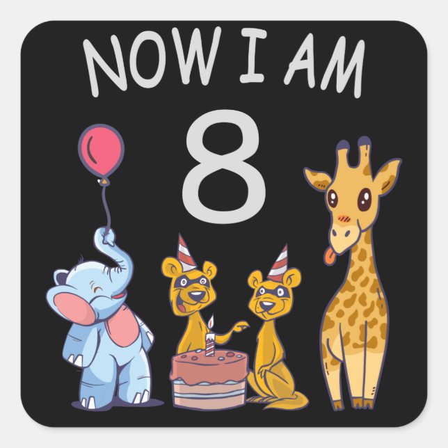 Sticker Carré Now I, 8 ans d'âge huit (Devant)