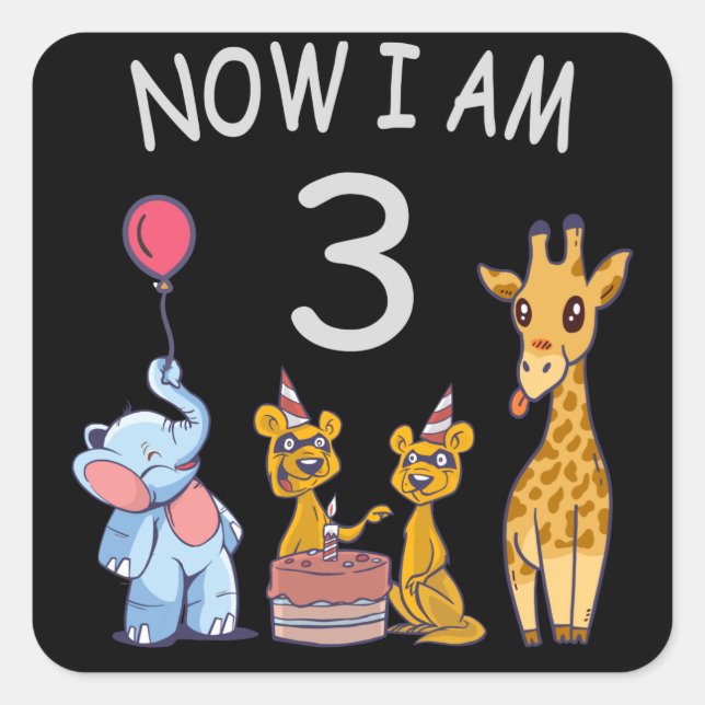 Sticker Carré Now I le 3e jour du Birthday (Devant)