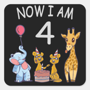 Sticker Carré Now I le 4 e jour du 4e jour du Birthday