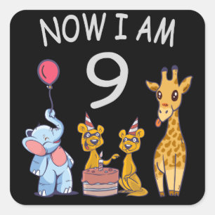 Sticker Carré Now I le 9e anniversaire du Birthday