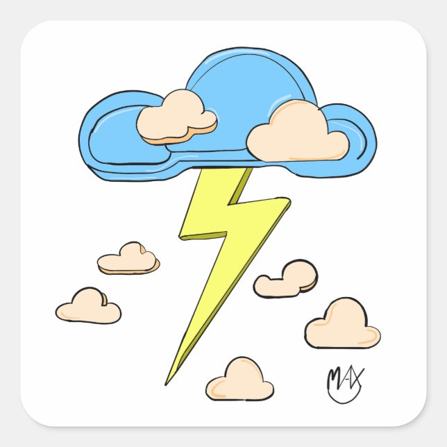 Sticker Carré Nuage de foudre (Devant)