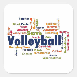 Sticker Carré Nuage de mot volleyball