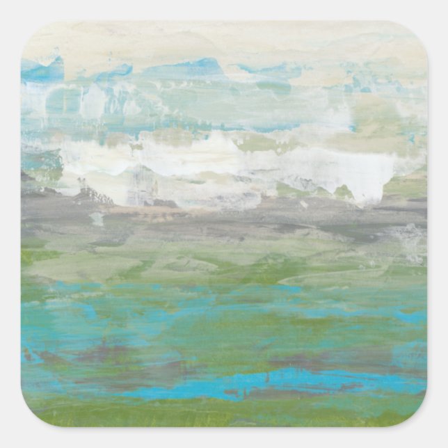Sticker Carré Nuages Blancs Surplombant Un Beau Paysage (Devant)