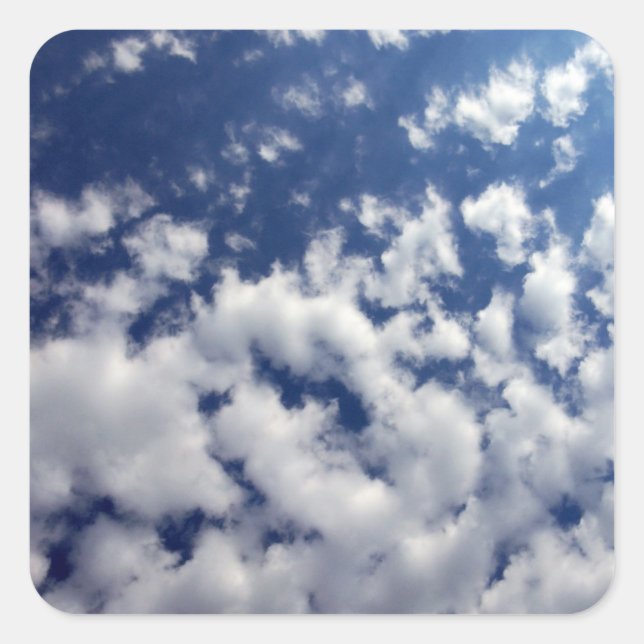 Sticker Carré Nuages Puffy Sur Ciel Bleu (Devant)