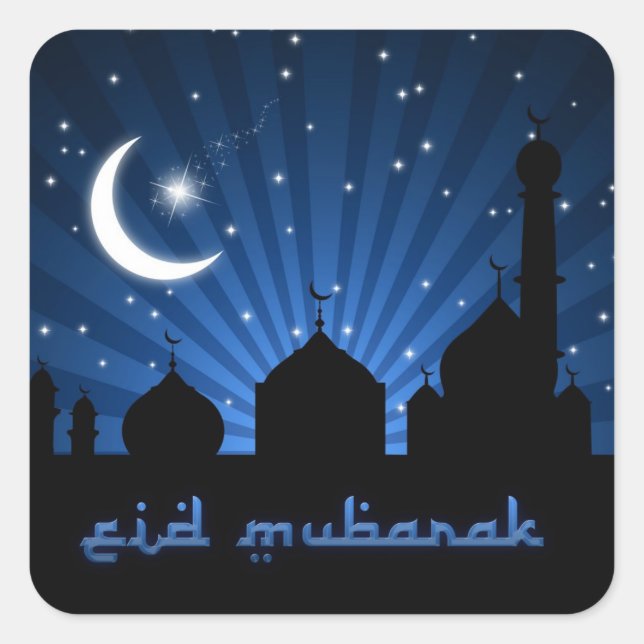 Sticker Carré Nuit Bleue Mosquée de l'Aïd (Devant)