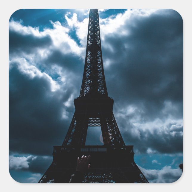 Sticker Carré Nuit bleue Tour Eiffel (Devant)