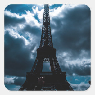 Sticker Carré Nuit bleue Tour Eiffel