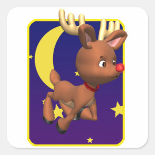 Sticker Carré Nuit Volant Reindeer