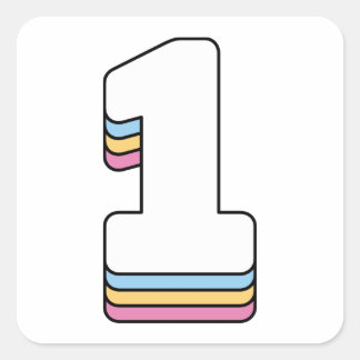 Sticker Carré Numéro 1 Un joli arc-en-ciel Numéro d'anniversaire