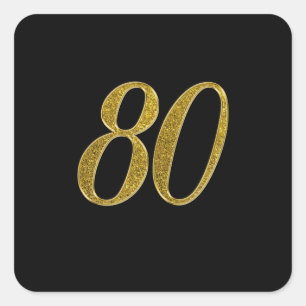 Sticker Carré Numéro de Parties scintillant Or 80