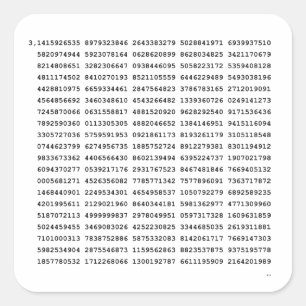 Sticker Carré Numéro Pi 1000 Premiers Chiffres   Symbole mathéma