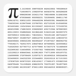 Sticker Carré Numéro Pi 1000 Premiers Chiffres   Symbole mathéma