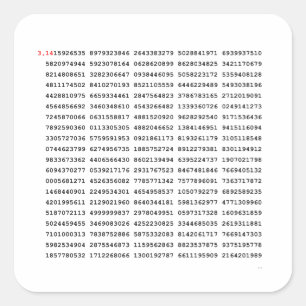 Sticker Carré Numéro Pi 1000 Premiers Chiffres   Symbole mathéma