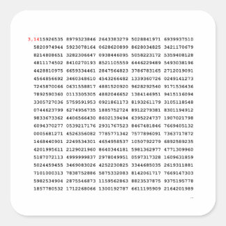 Sticker Carré Numéro Pi 1000 Premiers Chiffres | Symbole mathéma