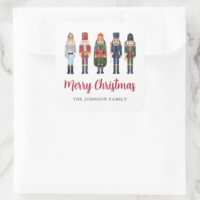 Sticker Carré Nutcracker mignon Joyeux Noël (Sac)