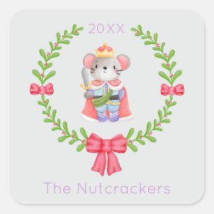 Sticker Carré Nutcracker Souris King Noël