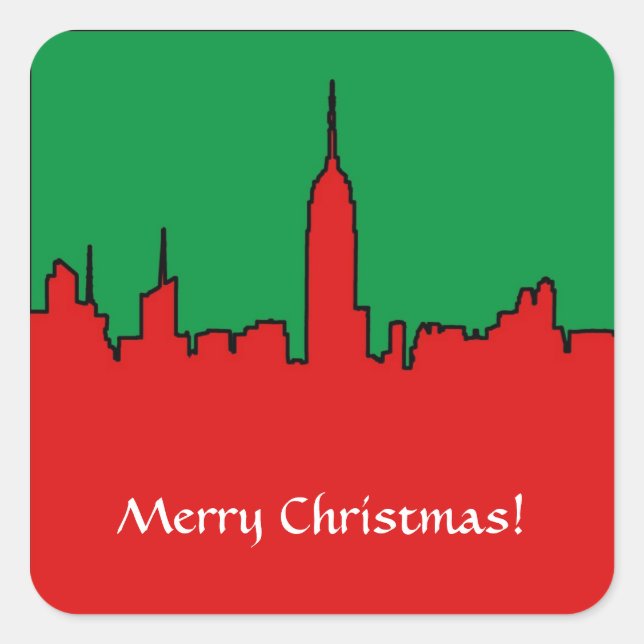 Sticker Carré NYC Skyline: ESB Christmas Silhouette (Devant)