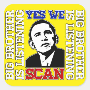Sticker Carré Obama oui nous balayons l'autocollant
