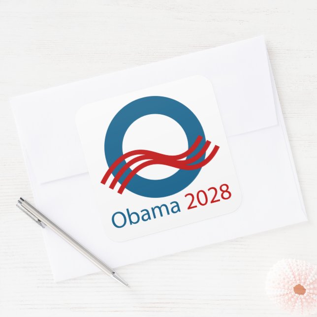 Sticker Carré Obama pour le président 2028 (Enveloppe)