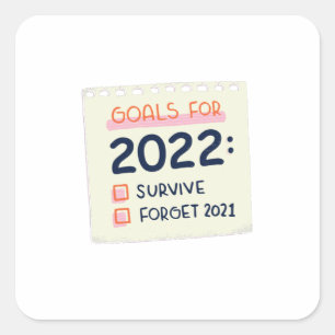 Sticker Carré Objectifs pour 2022 : Survivre, Oublier 2021
