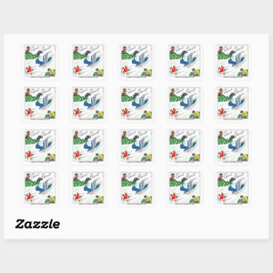 Sticker Carré Observation d'oiseaux compétitive (bande dessinée)