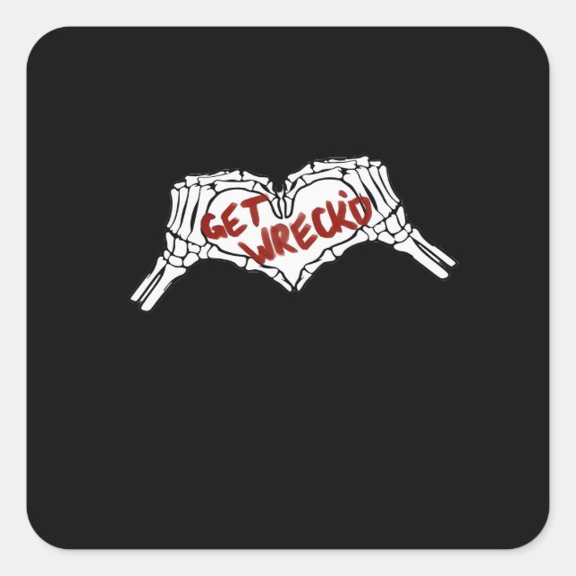 Sticker Carré Obtenir épave Squelette Main Heart Classic (Devant)