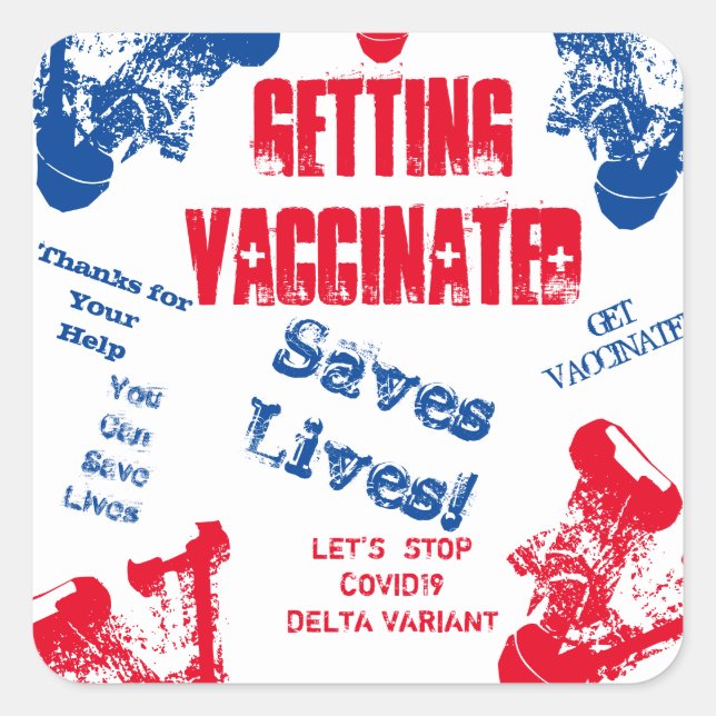 STICKER CARRÉ OBTENIR VACCINÉ (Devant)
