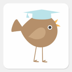 Sticker Carré Obtention du diplôme bleue d'oiseau