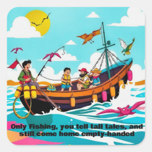 Sticker Carré Ocean Adventure colorée : Une journée en mer