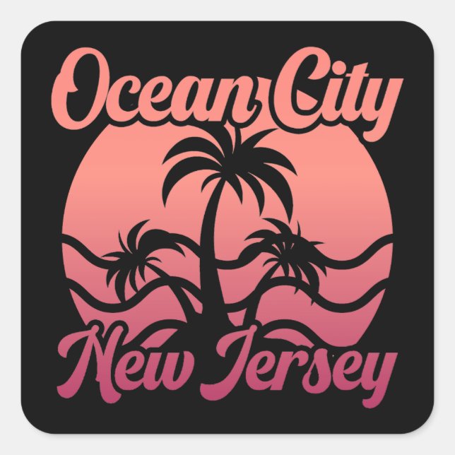 Sticker Carré Ocean City, New Jersey (Devant)