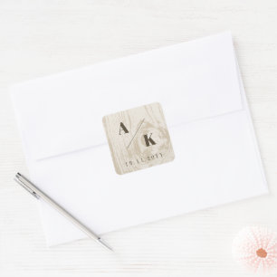 Sticker Carré Ochre Rustic Woodgrain Texture Mariage de automne 