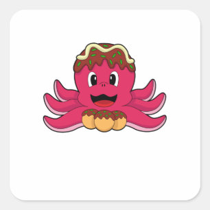 Sticker Carré Octopus avec gâteau